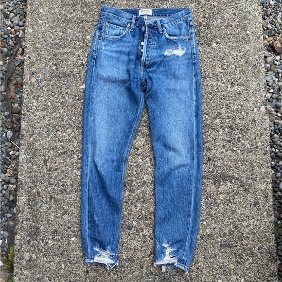 AGOLDE Jamie High Rise Classic Jeans in GRADE Chew Hem  size 25 - Picture 8 of 8